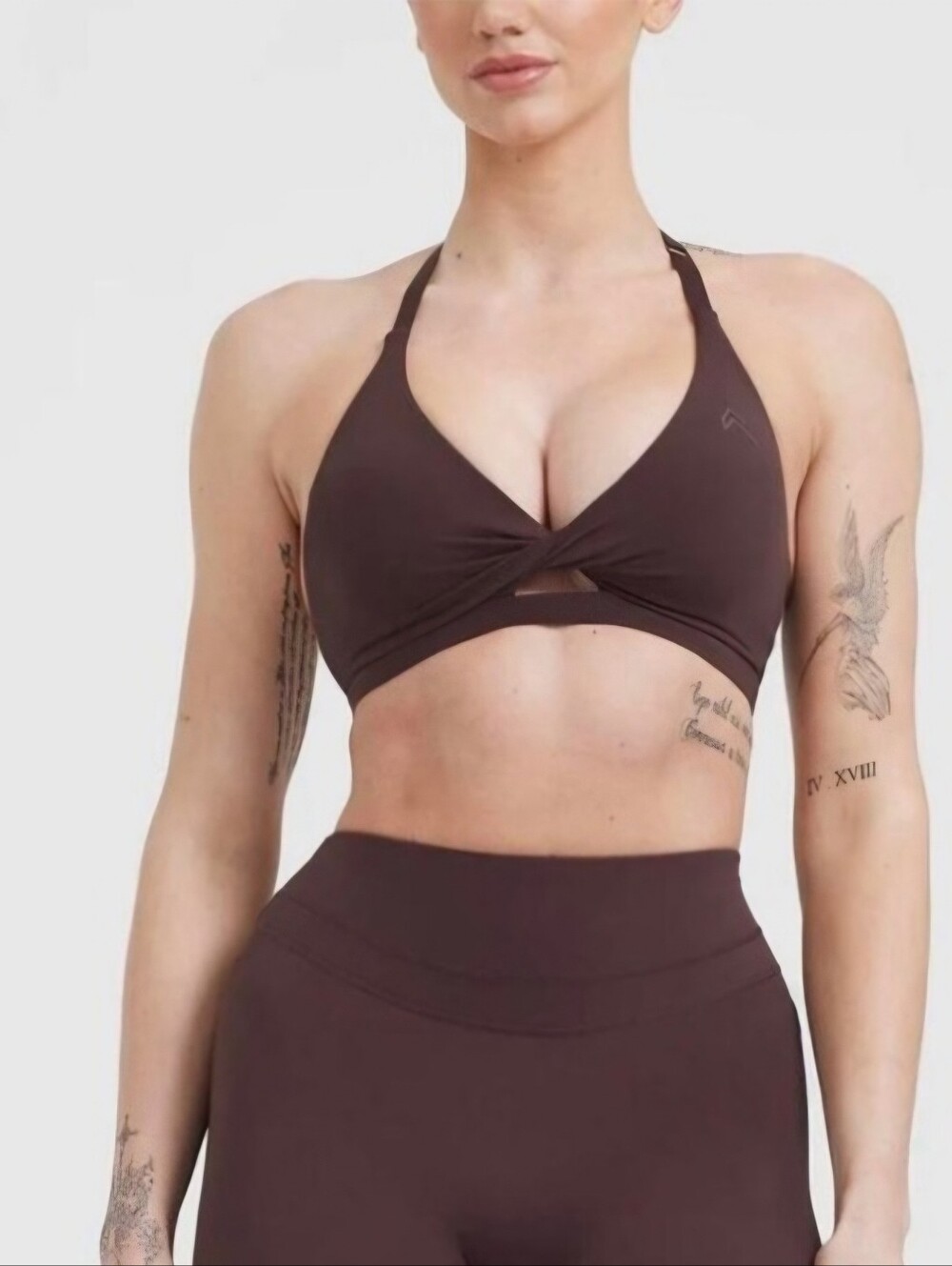 Oner Active Plum Brown Unified Twist Padded Sporta Bra US Size XL Active Gym New